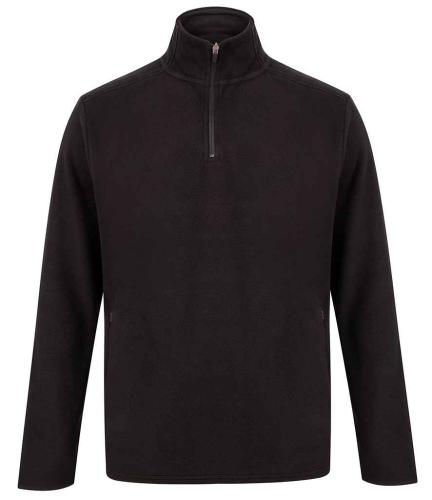 Henbury Zip Neck Micro Fleece - BLK - XXL